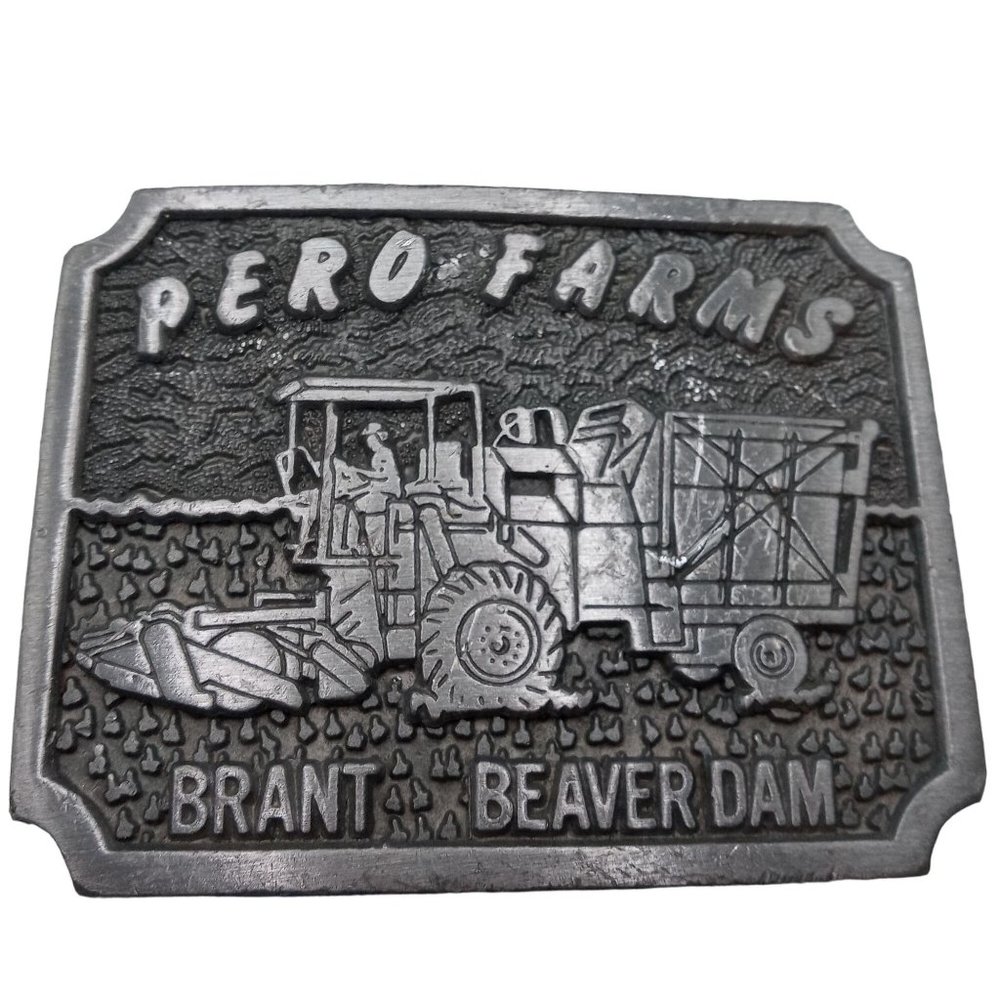 Pero Farms Belt Buckle Brant New York Beaver Dam Swather Combine Harvest Farmer